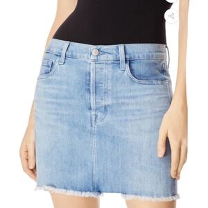 J Brand Bonny Faded Mid-Rise Mini Jean Skirt Raw Hem Button Fly Sz 29